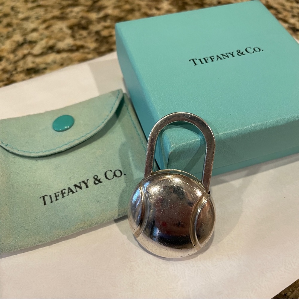 Sold out Tiffany & Co tennis ball keychain sterling silver rare vintage